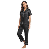 Women's Korean Fashion Silk Pajamas 2 Pcs Set - E8089
