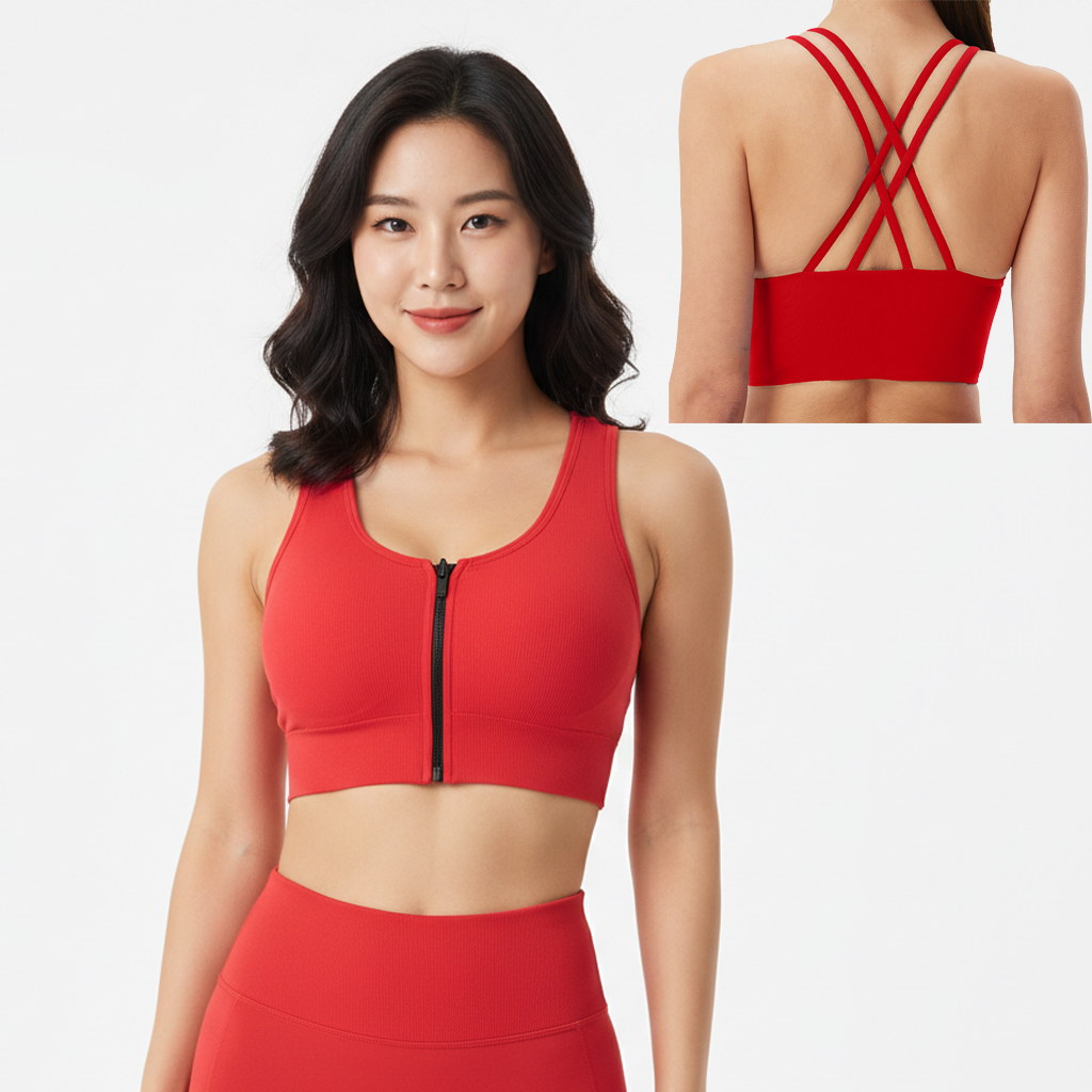 Front Zipper Seamless Sports Bra - 2562#