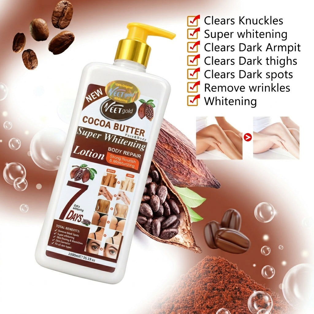 Veet Gold Cocoa Butter Super Brightening Face & Body Lotion - 1000ml