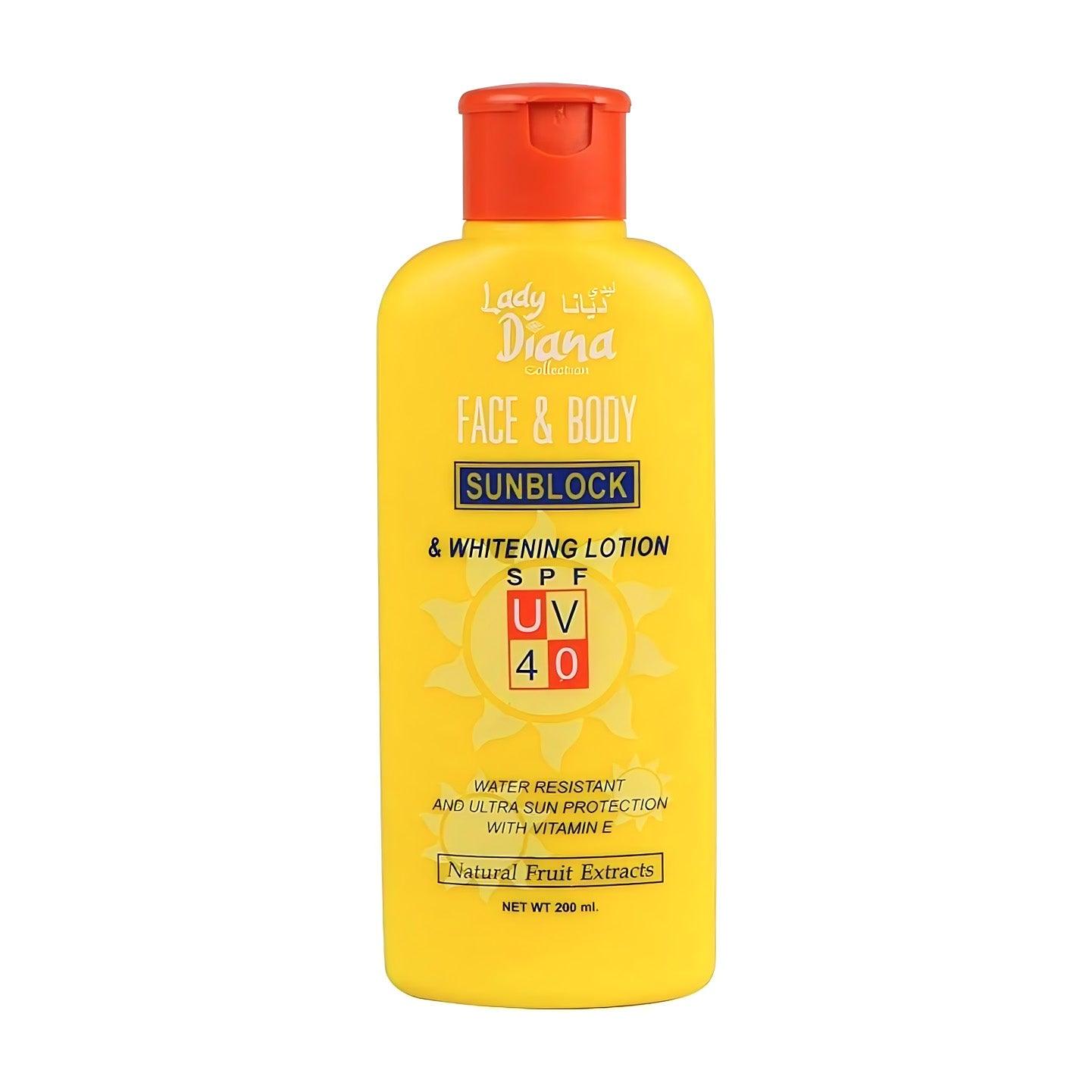 Lady Diana Face & Body Sunblock Brightening Lotion SPF 40 - 200ml