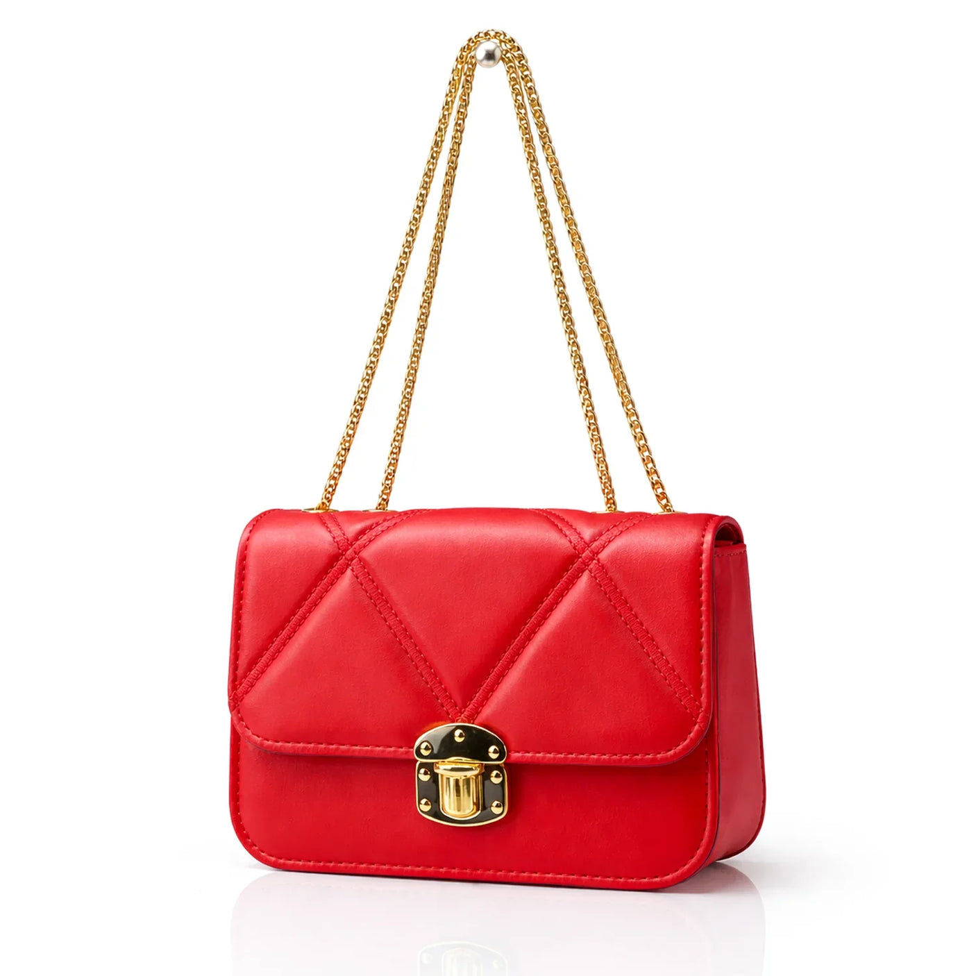 Women's Quilted Crossbody Bag with Gold Chain Strap - B102