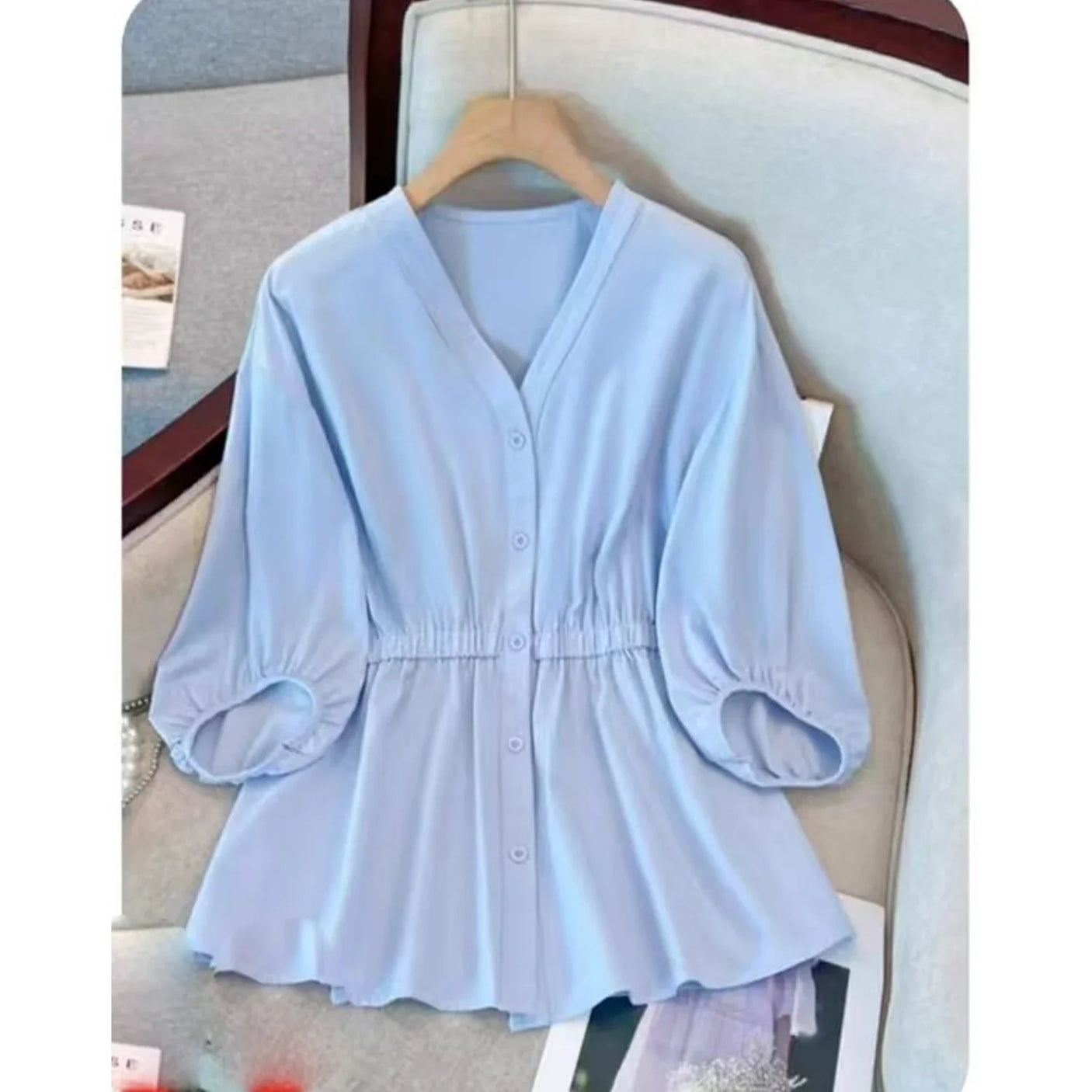 Women's V Neck Casual Fashion Top - 013