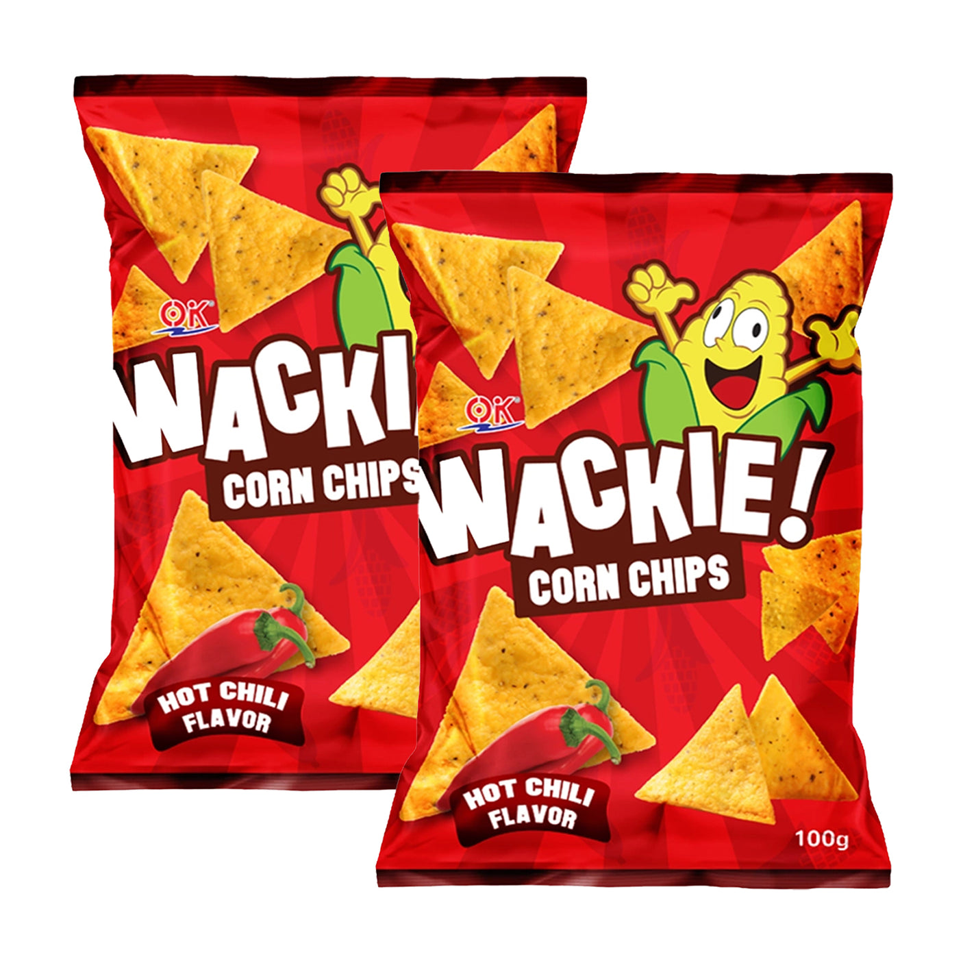 Wackie Corn Chips Hot Chilli Flavor - 100g (1+1) Offer