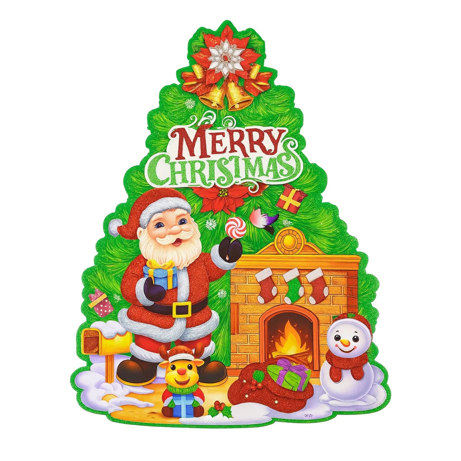Merry Christmas Glitter Wall Hanging Decor Sticker - 4214