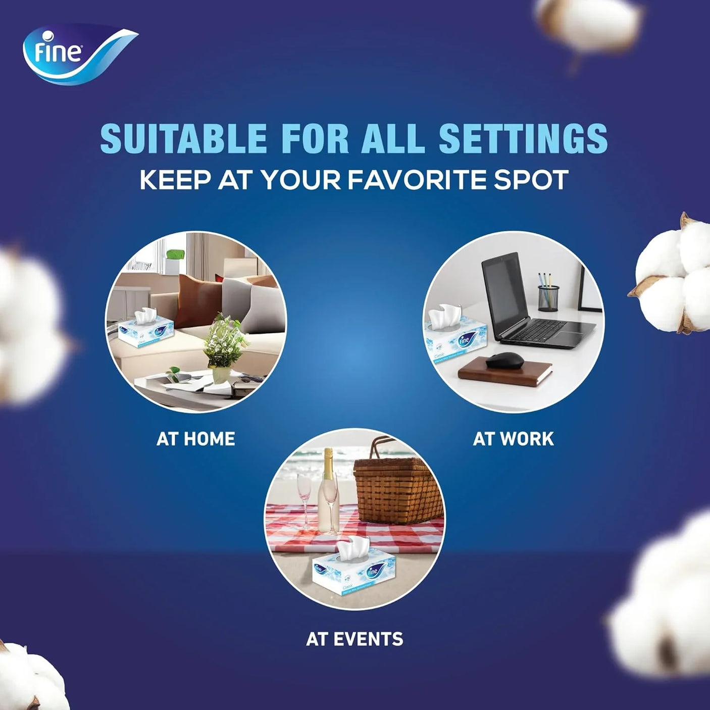 Fine Classic Soft White Tissues - 2 Ply (150 Tissues)