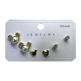 Korean Style Stainless Steel Stud Earrings 3 Pairs - 128