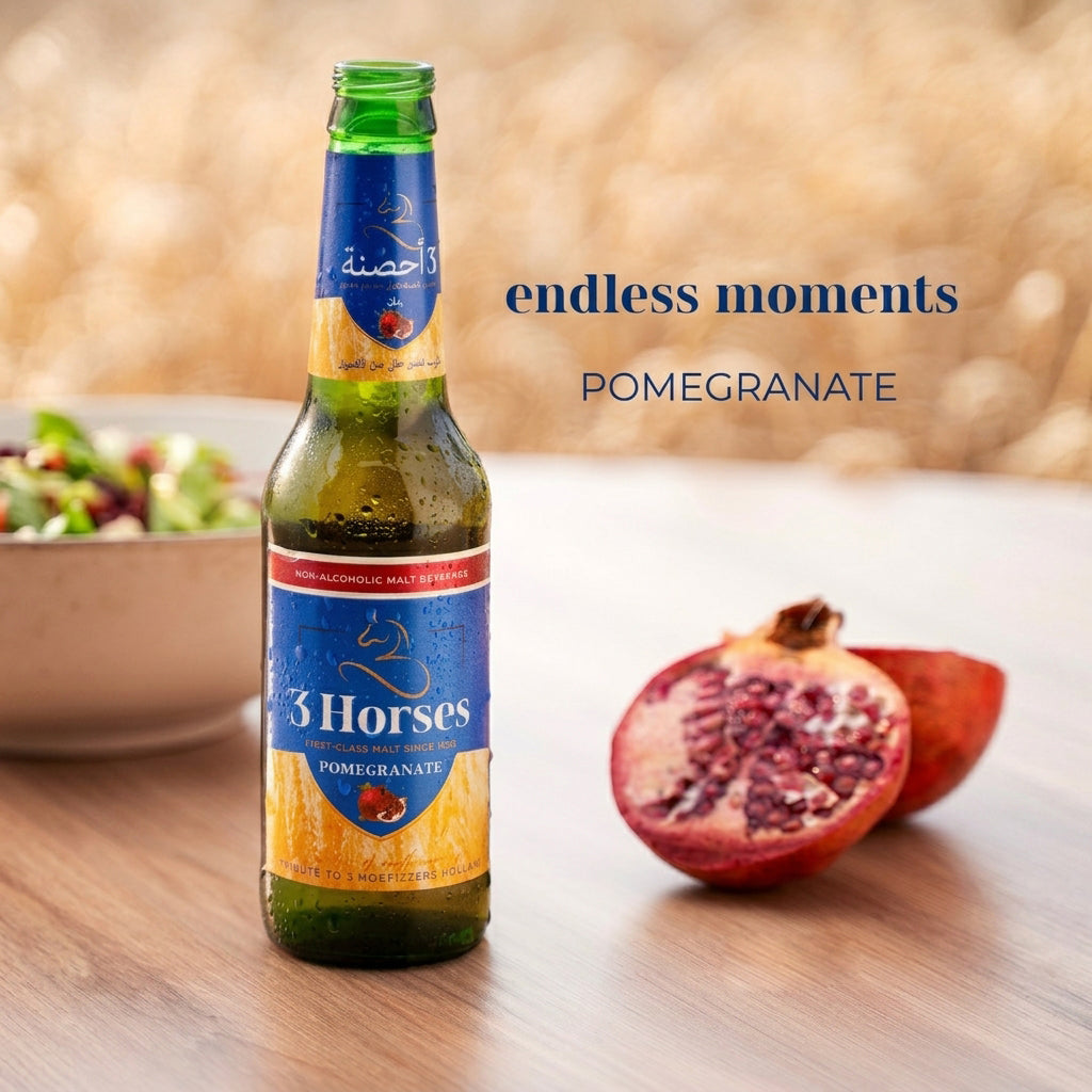 Three Horses First Class Malt Beverage Pomegranate - 330ml