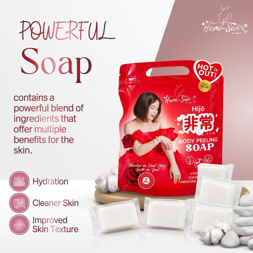 Hami-San Hijo Body Peeling Soap - 5Pcs × 50g