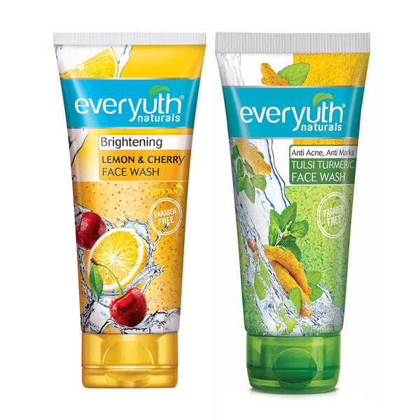 Everyuth Naturals Lemon & Cherry + Tulsi Turmeric Face Wash - 2 × 150g