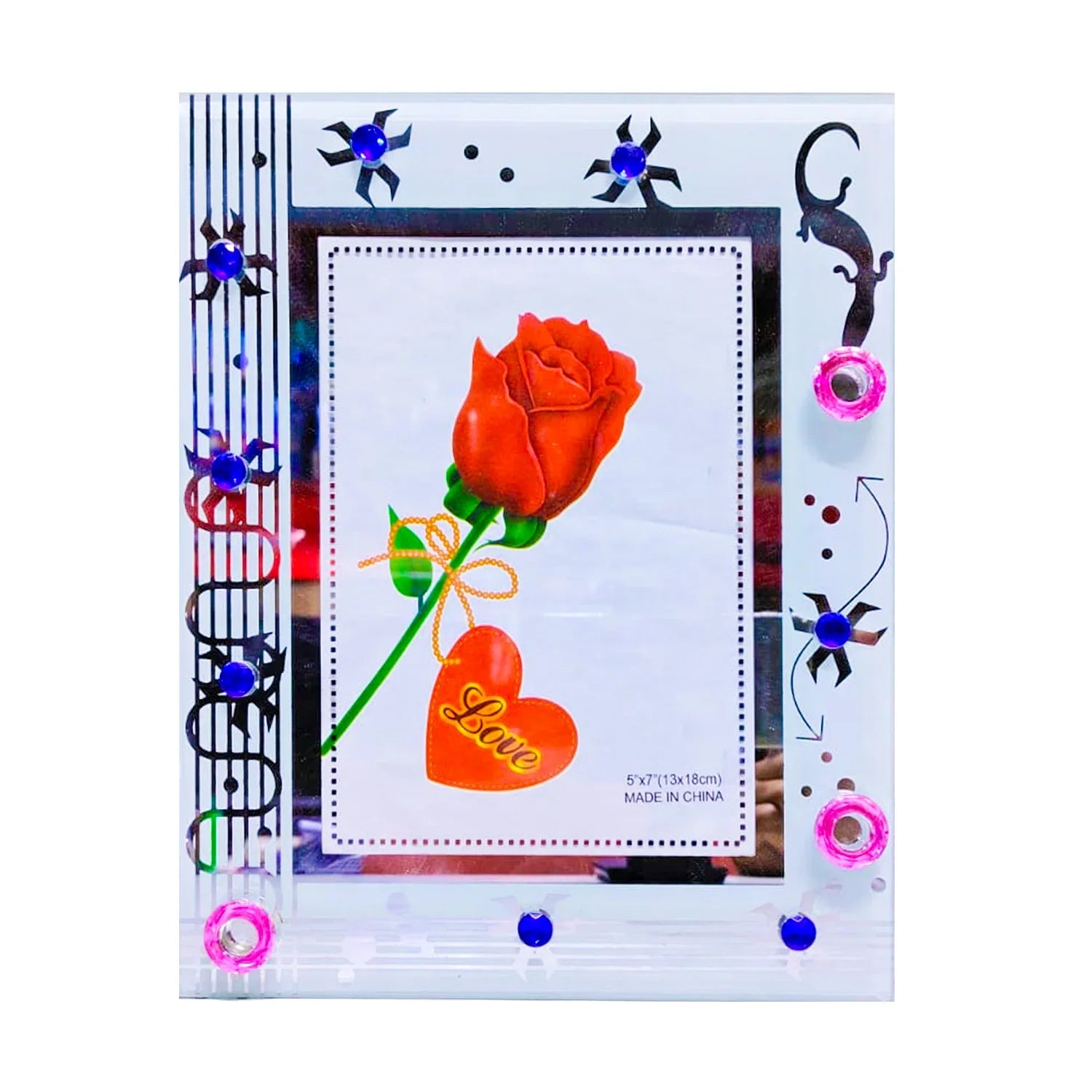 إطار صور زجاجي بتصميم ماسي أبيض (13 سم × 8 سم) - PF4