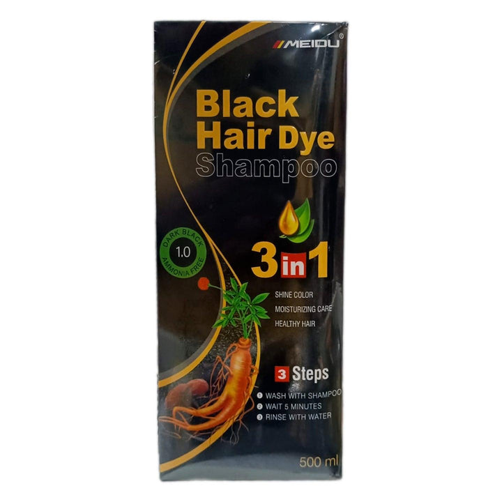 Meidu Hair Dye Shampoo 3 in 1 (1.0 Dark Black) - 500ml - Pinoyhyper