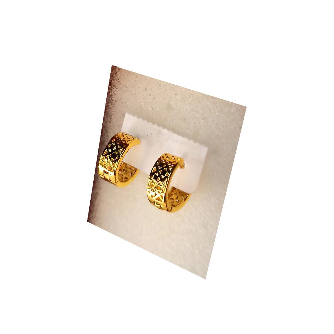Golden Stainless Steel Stud Earings - 070