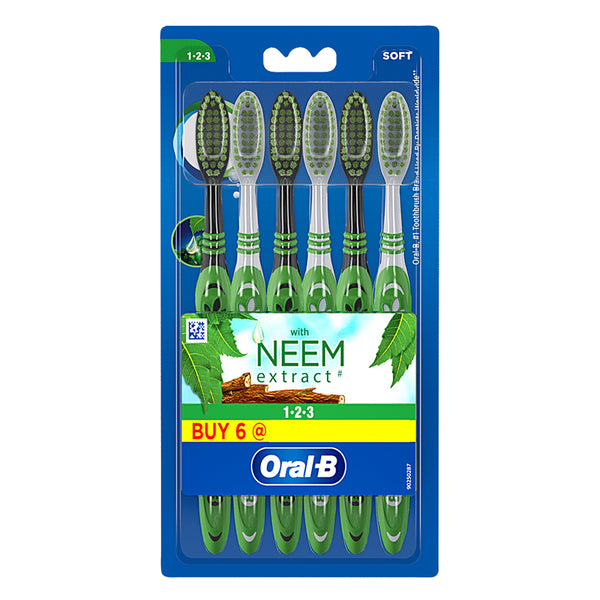 Oral B Toothbrush With Neem Extract - Soft (Pack Of 6)