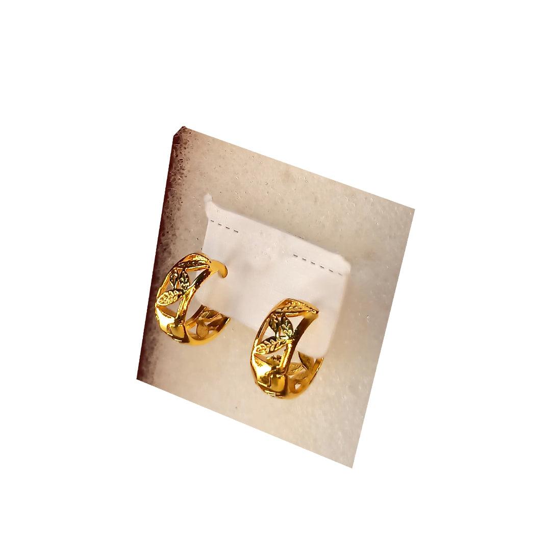 Golden Stainless Steel Stud Earings - 071