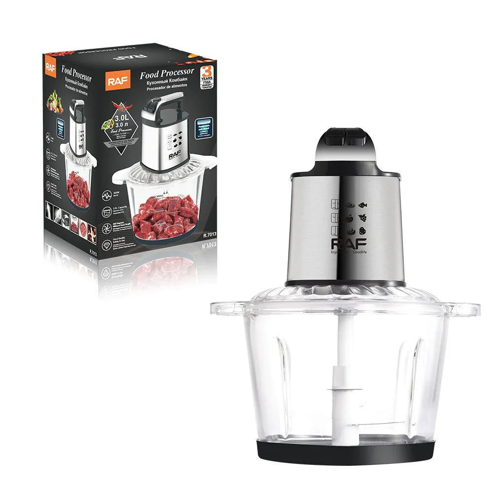 RAF 3.0L Food Processor with Transparent Glass Bowl R.7013