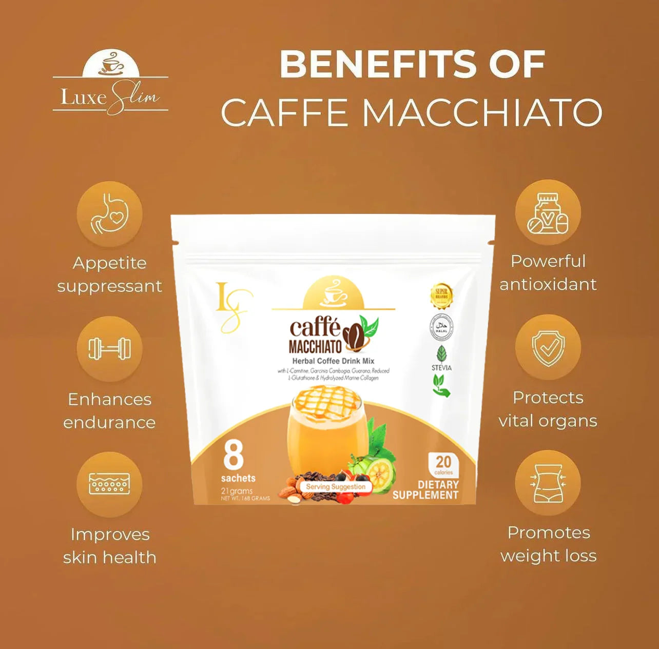 Luxe Slim Caffe Macchiato - 168g (21g × 8 Sachets)