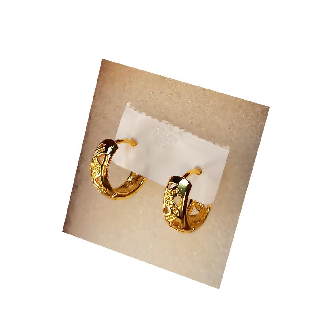 Golden Stainless Steel Stud Earings - 073
