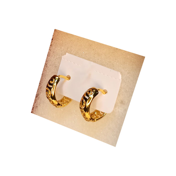 Golden Stainless Steel Stud Earings - 074