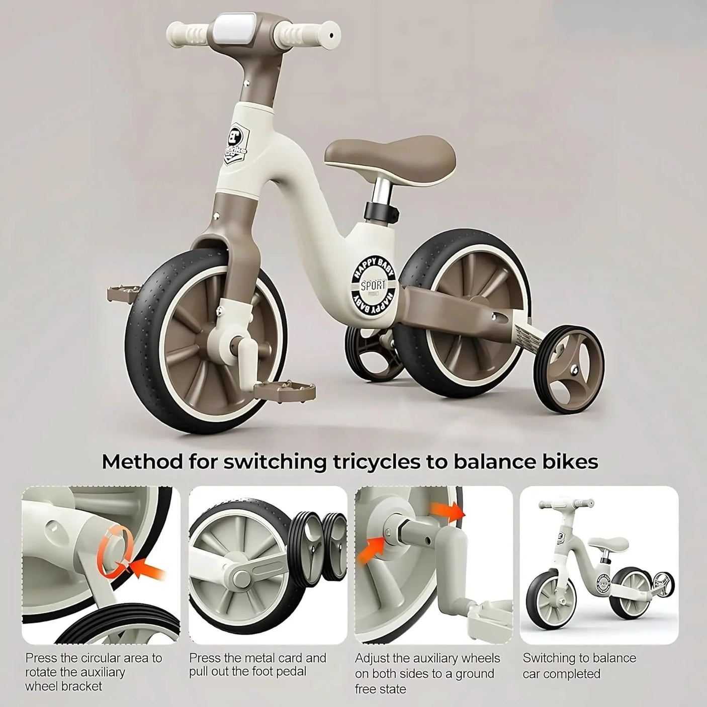 Kids Smart 3-in-1 Tricycle With Light & Music