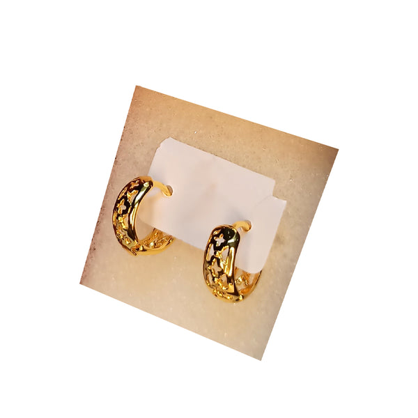 Golden Stainless Steel Stud Earings - 075