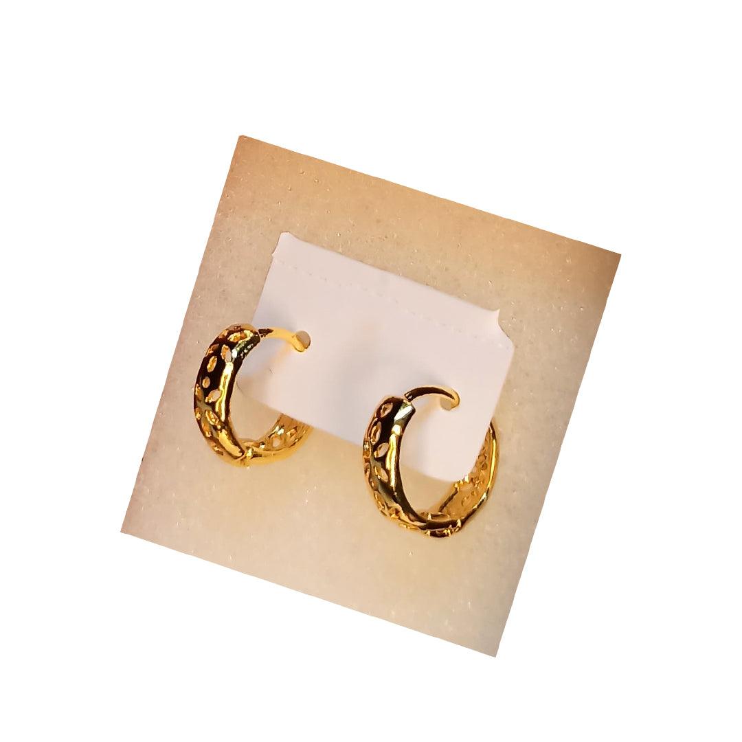 Golden Stainless Steel Stud Earings - 076