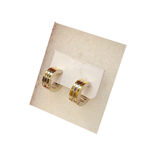 Golden Stainless Steel Stud Earings - 077