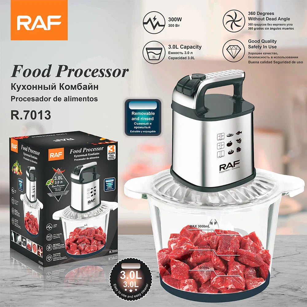 RAF 3.0L Food Processor with Transparent Glass Bowl R.7013