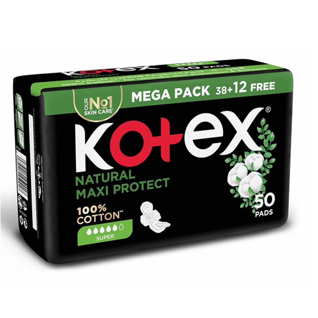 Kotex Natural Maxi Protect 100 Cotton Pad With Wings 50 Pads