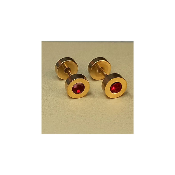 Golden Stainless Steel Stud Earings - 025