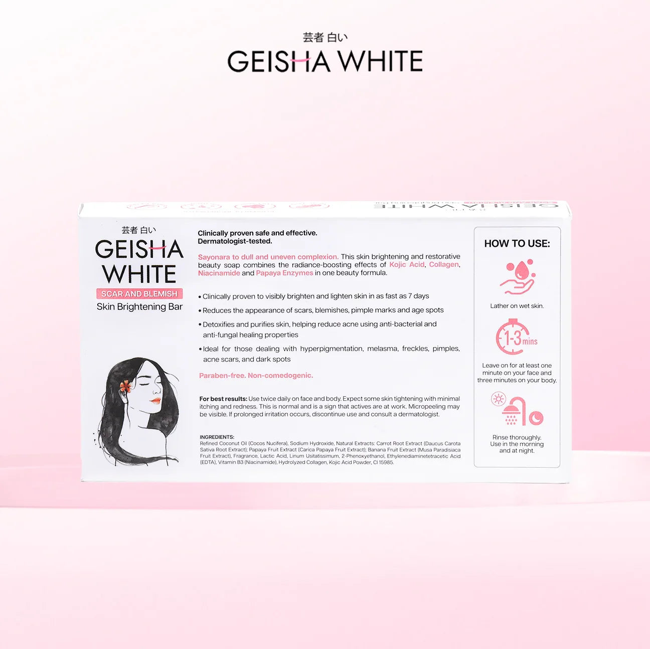 Geisha Soap White Classic Skin Brightening Bar - 65g x 3Pcs