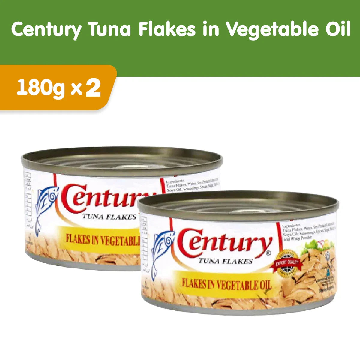 Century Tuna Flakes in Vegetable Oil - 180g × 2 Pcs (Offer)