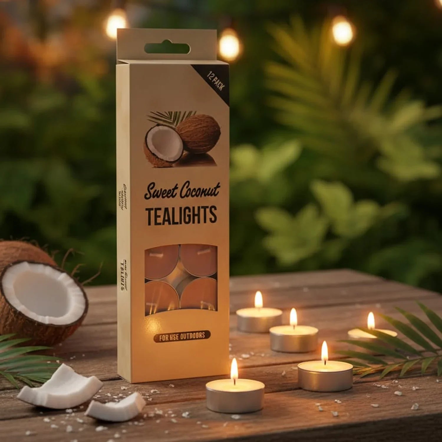 Sweet Coconut Tealights Candles - 12 Pcs
