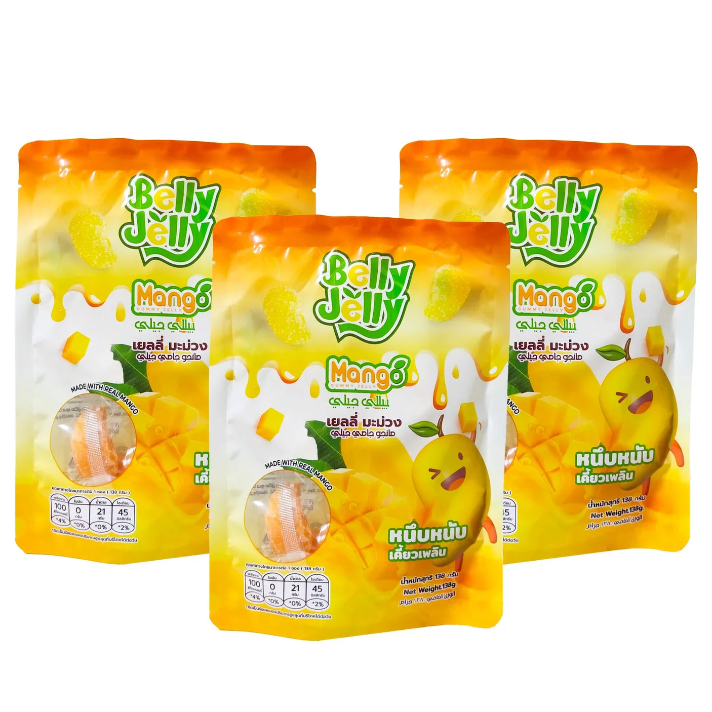 Belly Jelly Mango Made With Real Mango - 3Pcs × 138g (Offer)