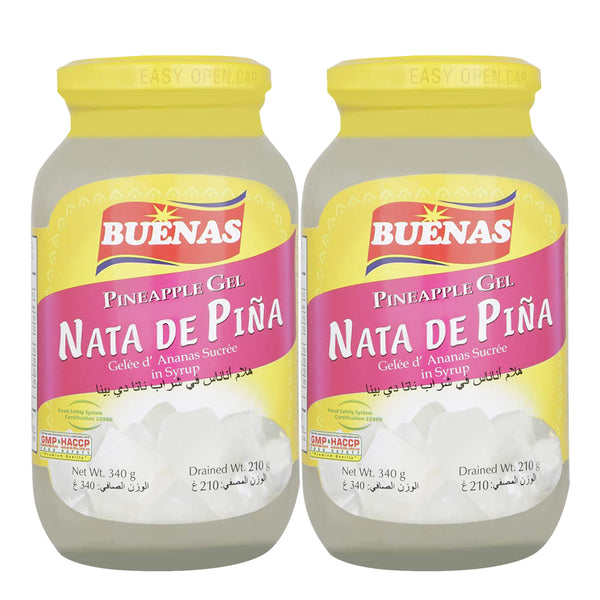 BUENAS Nata De Pina Pineapple Gel in Syrup 340g × 2 Pcs (Offer)