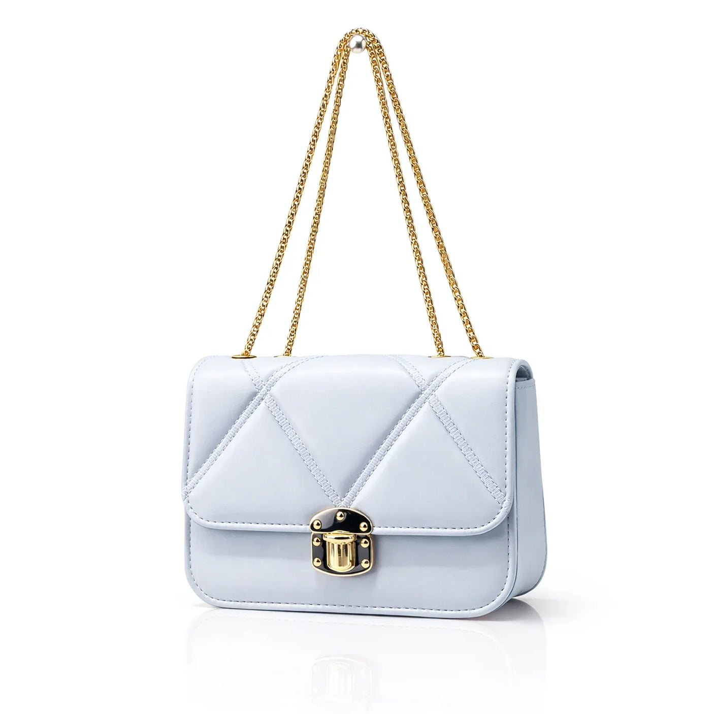 Women's Quilted Crossbody Bag with Gold Chain Strap - B102