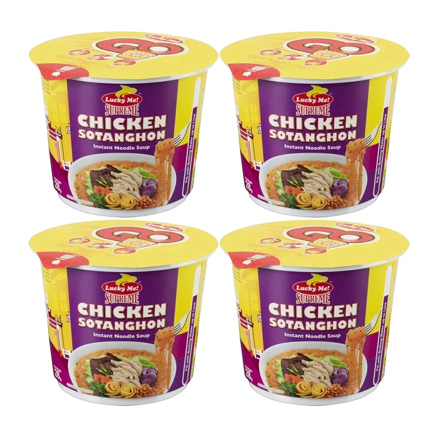 شوربة الشعرية سريعة التحضير من Lucky Me Chicken Sotanghon - 28 جم × 4 قطع (عرض)