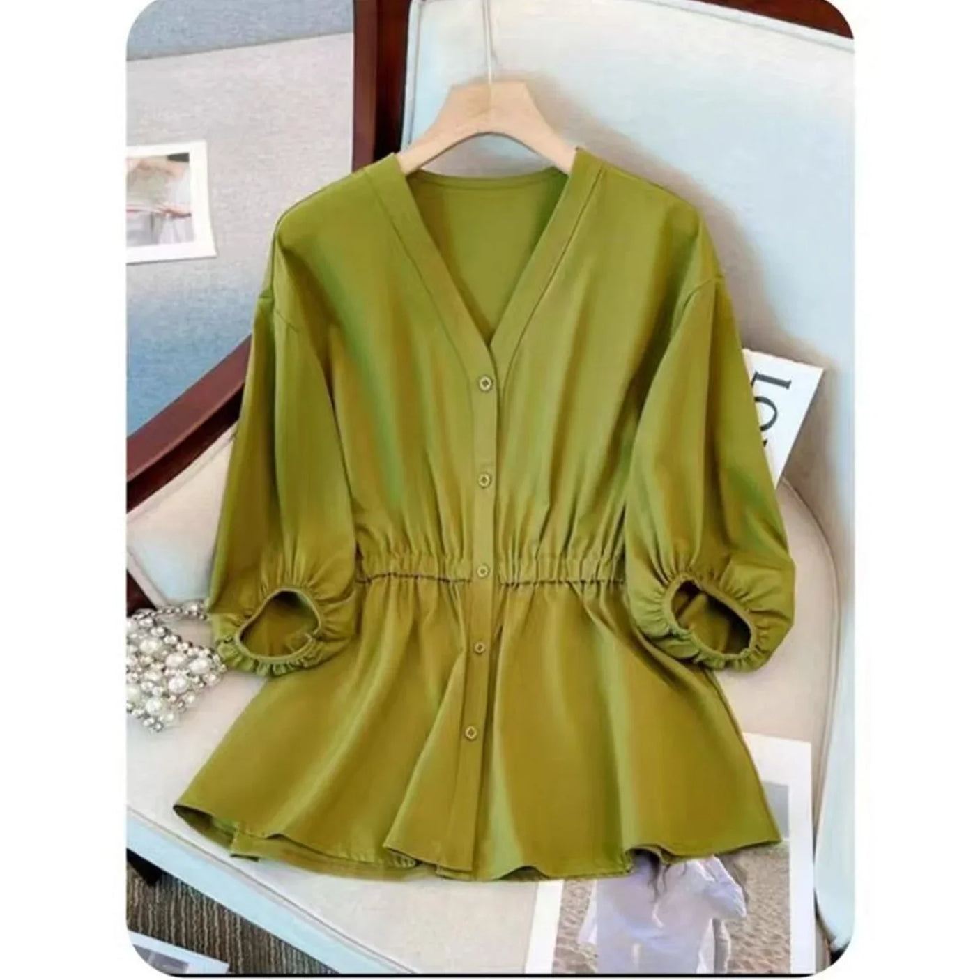 Women's V Neck Casual Fashion Top - 013