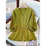 Women's V Neck Casual Fashion Top - 013