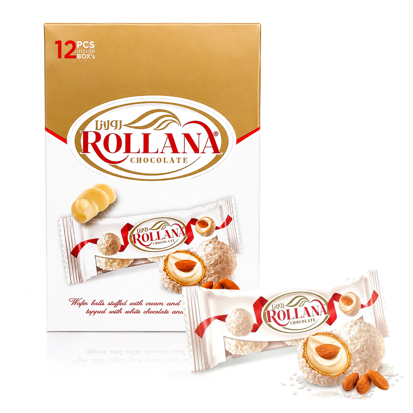 Rollana Almonds & Coconut Covered Wafer Ball - 12Pcs x 30g