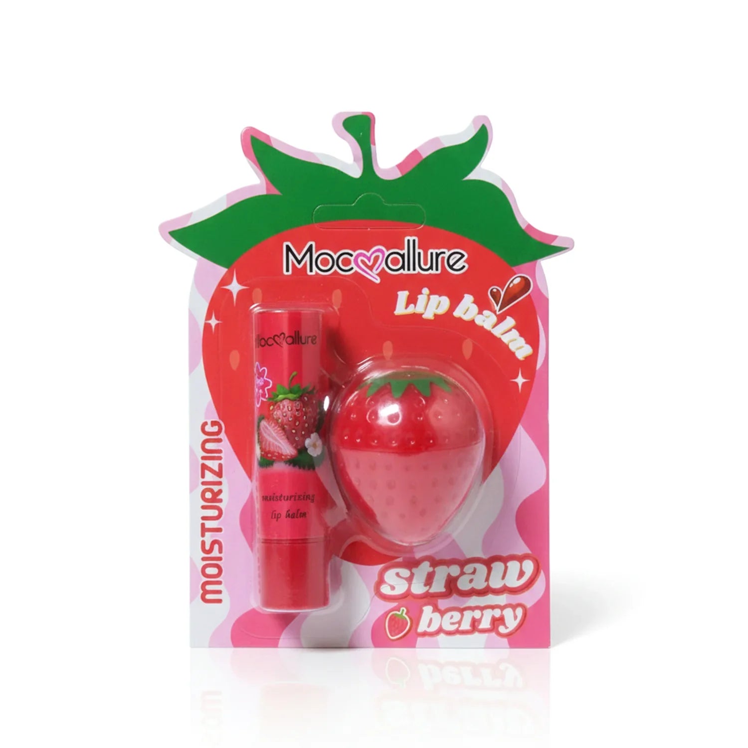 Moc Allure Strawberry Moisturizing Lip Balms - 2Pcs Set