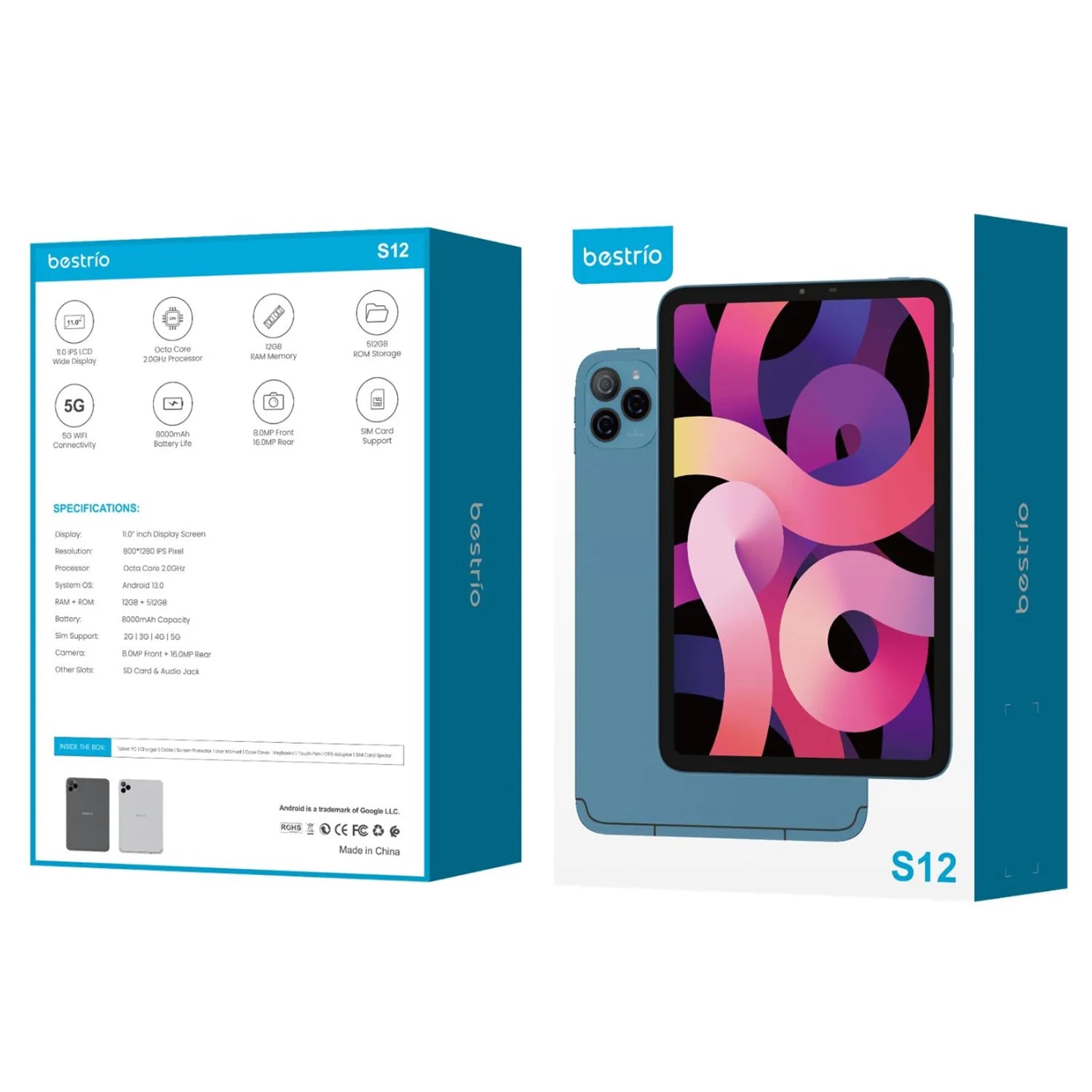 Bestrio S12 Tablet 12GB Ram + 512GB ROM With 5G