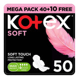 Kotex Soft Touch Maxi Protect Super Sanitary Pads With Wings - 50s