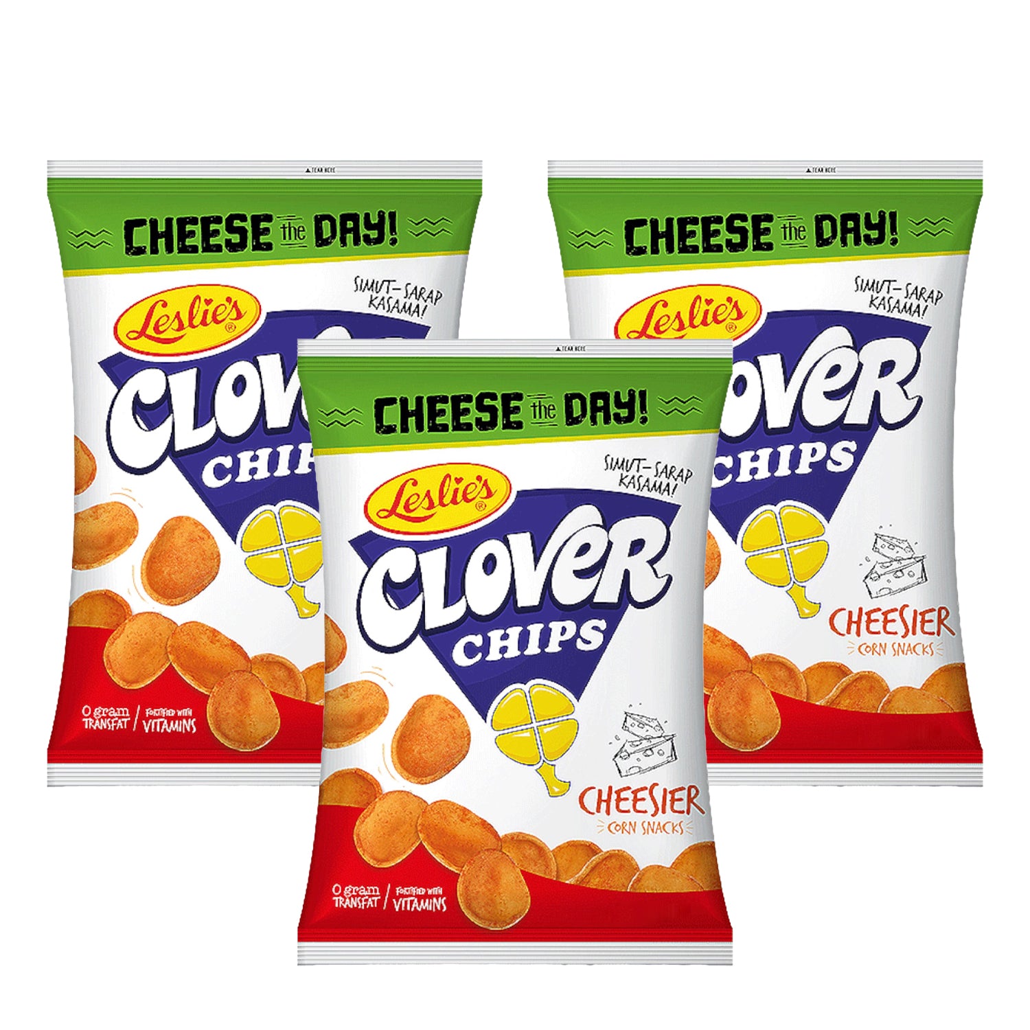 Clover Chips Cheesier Flavour Corn Snack 85g - Leslie's × 3 Pcs (Offer)