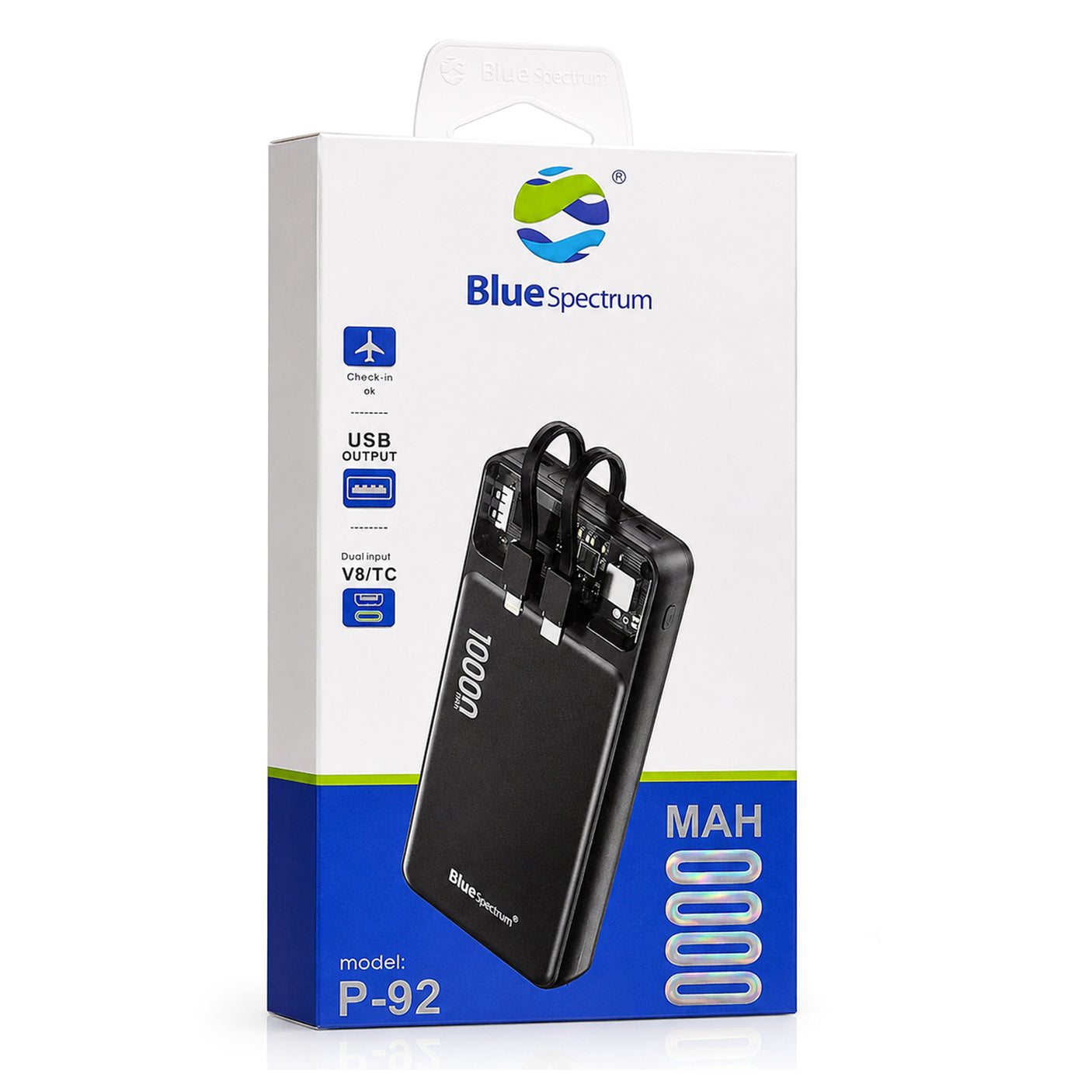Blue Spectrum Fast Charging 2 In 1 Power Bank 10000mAh P-92