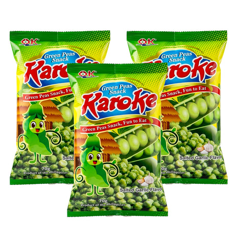OK Karoke Green Peas Snacks Salted Garlic Flavor - 70g (2+1) Offer