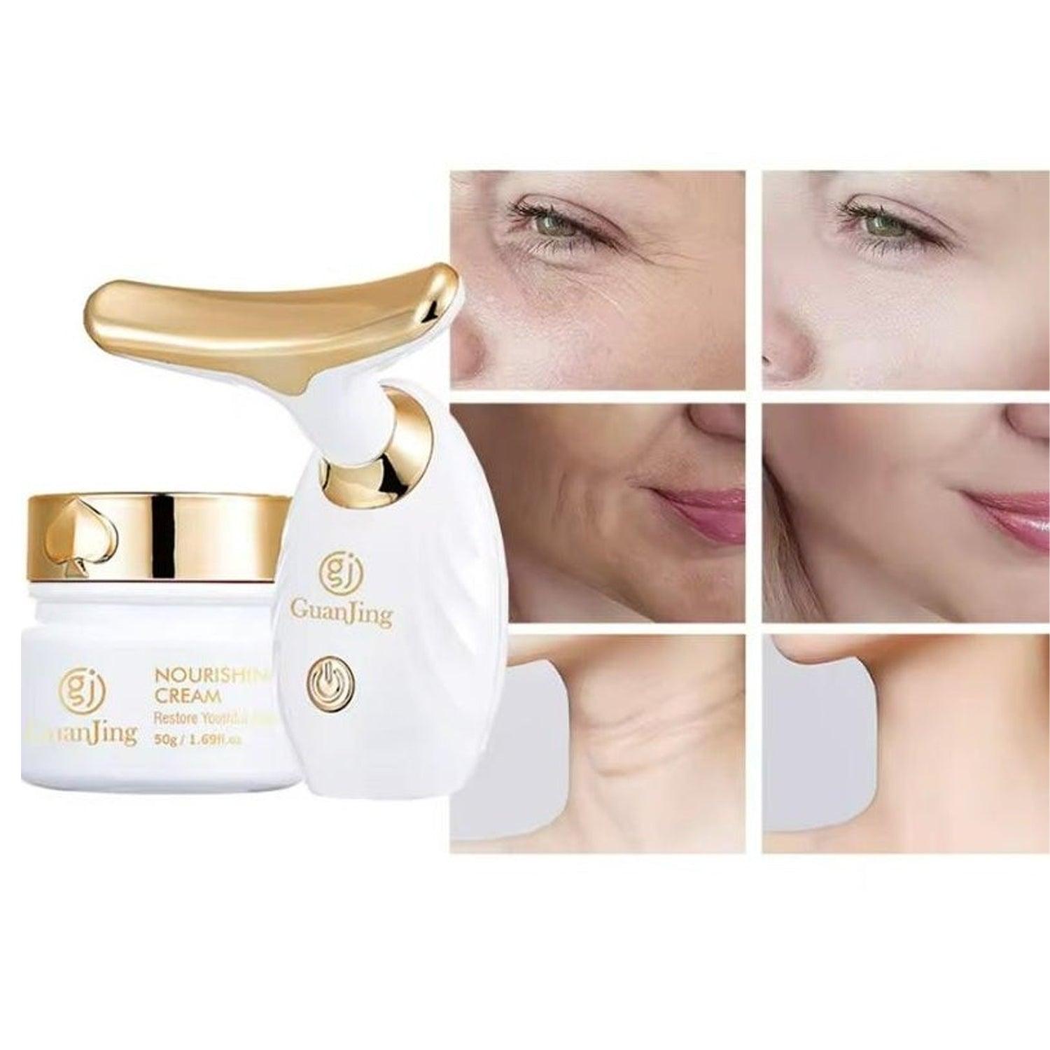 Nourishing Lifting Skincare Set Facial Massager + Cream - GJ7206