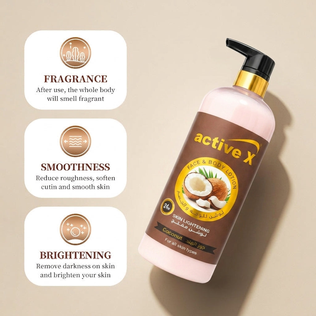 Active X Coconut Skin Brightening Face & Body Lotion - 1000ml