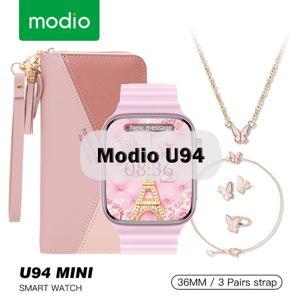 Modio U94 SmartWatch+4 in 1 Diamond Jewellery+Clutch Bag