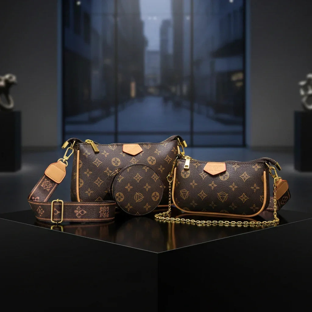 Korean Fashion Two Crossbody Bags With Purse 3 Pcs Set - RD261#