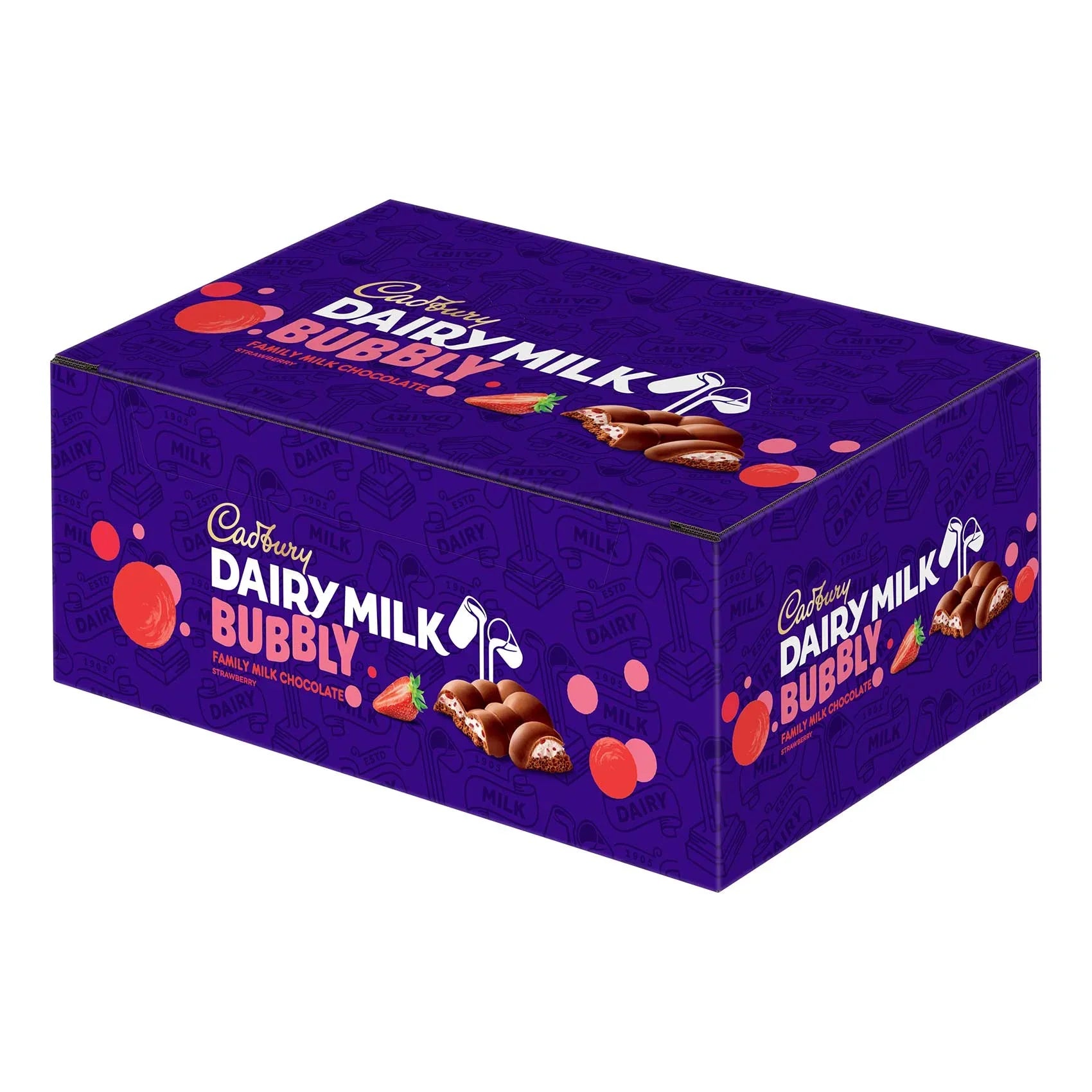 Cadbury Dairy Milk Bubbly Strawberry Chocolate - 27g × 12 Packs